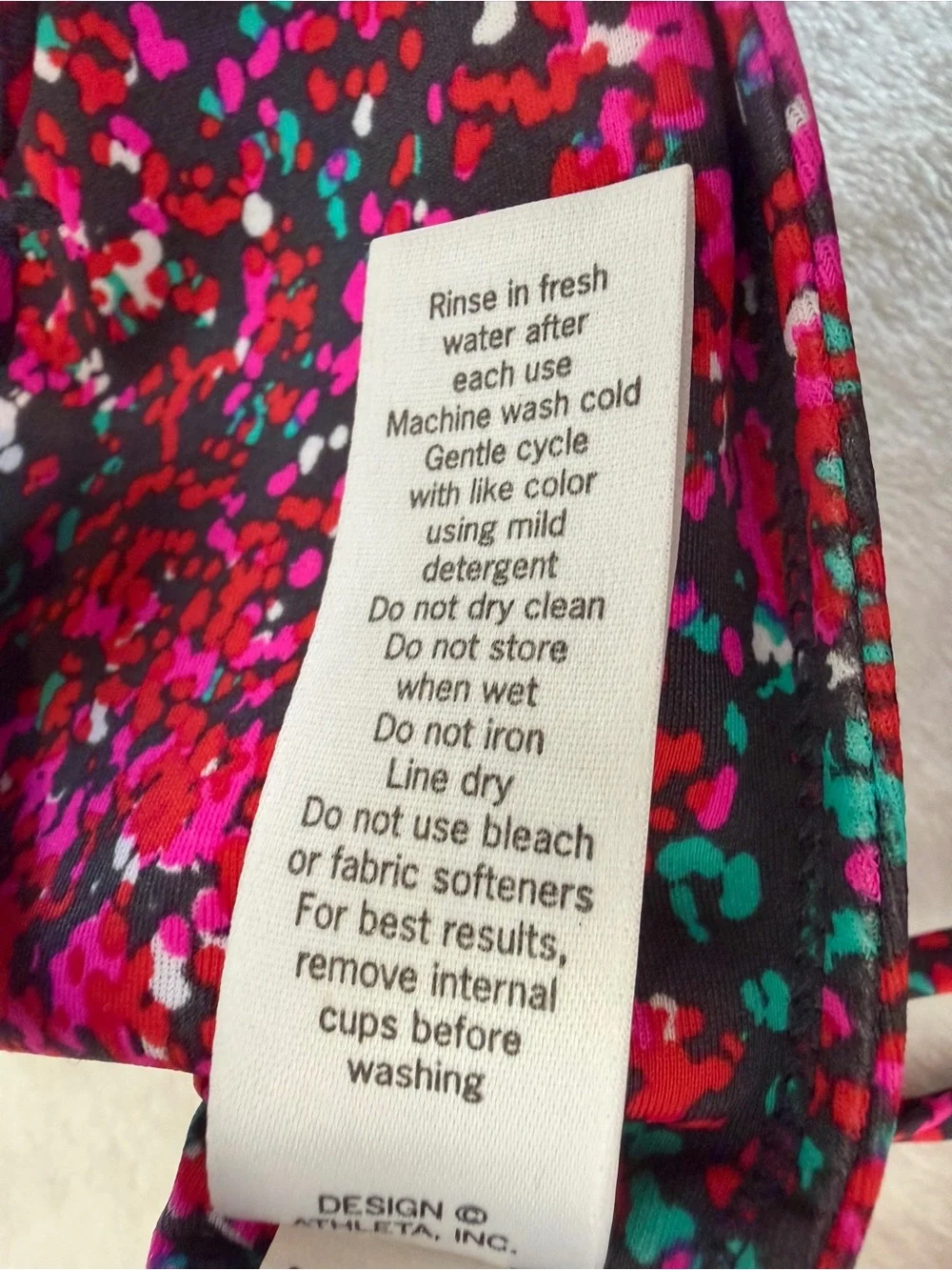 Athleta Size Medium Magenta Multi-Color Confetti Tankini & Bikini Set